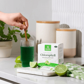 Clorofil în plic cu aromă de lămâie verde
