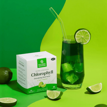 Clorofil în plic cu aromă de lămâie verde